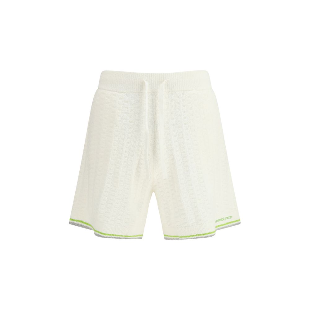 Bermuda Shorts by Casablanca for men in cotton white, jacquard & signature showcases a on trend silhouette, featuring a tailored regular-fit with a classic short and sophisticated for a on trend finish.