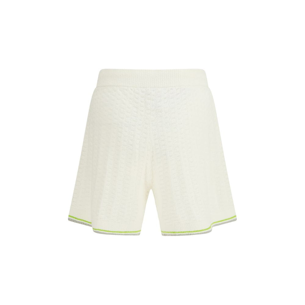 Bermuda Shorts by Casablanca for men in cotton white, jacquard & signature presents a contemporary silhouette, showcasing a contemporary regular-fit with a refined short and elegant .