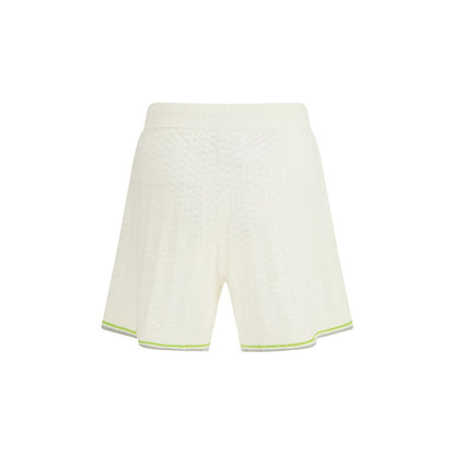 Bermuda Shorts by Casablanca for men in cotton white, jacquard & signature presents a contemporary silhouette, showcasing a contemporary regular-fit with a refined short and elegant .