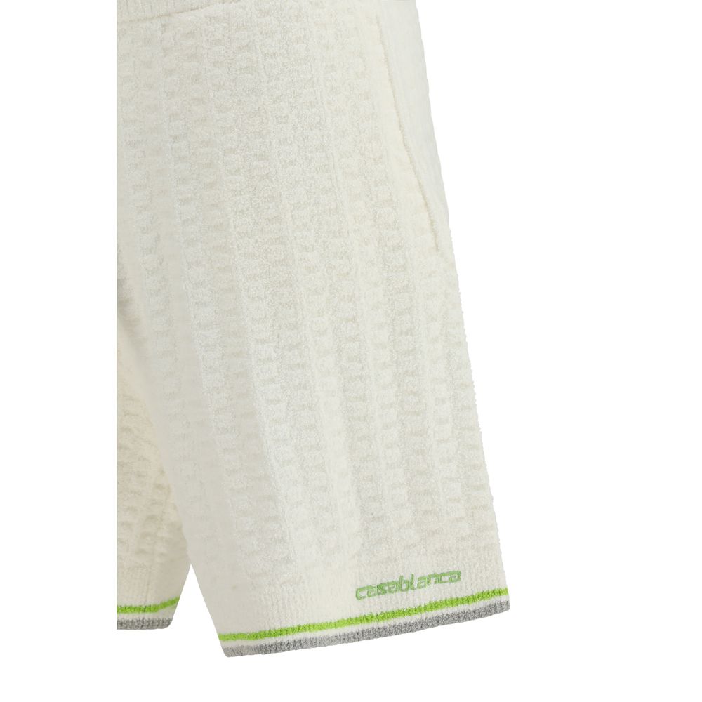 Bermuda Shorts by Casablanca for men in cotton white, jacquard & signature features an nuanced silhouette, showcasing a nuanced regular-fit with a short cut and for a sophisticated, premium finish.