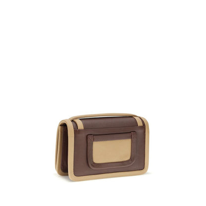 Large Shoulder Flap Bag by Pierre Hardy for women in bos taurus calf leather brown & signature features a effortless chic silhouette with a secure flap, magnetic & button, ample single-compartment, and versatile shoulder-strap, handle & adjustable-strap for a effortless chic finish.