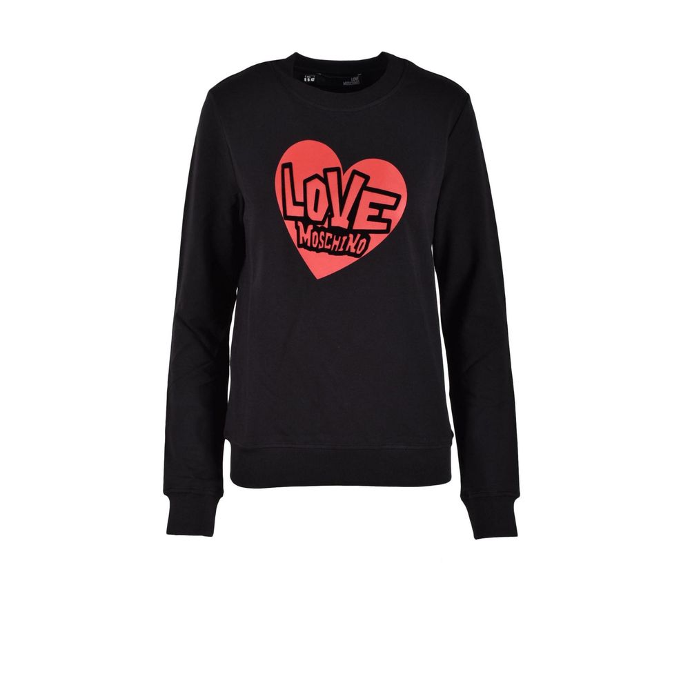 Activewear Sweatshirt by Love Moschino for women in stretch modal cotton black presents a dynamic silhouette, featuring a dynamic and detailed with functional .