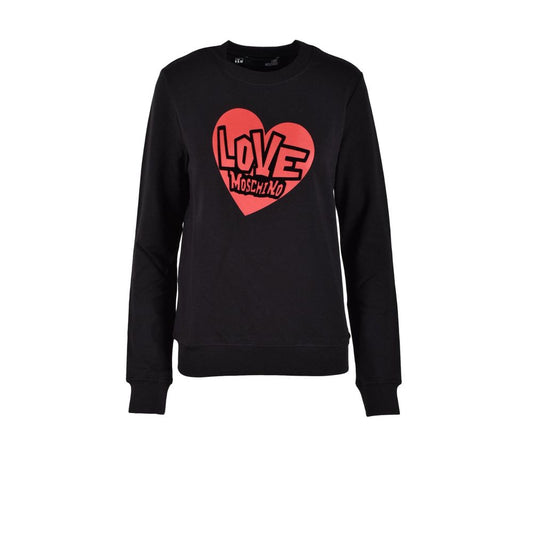 Activewear Sweatshirt by Love Moschino for women in stretch modal cotton black presents a dynamic silhouette, featuring a dynamic and detailed with functional .