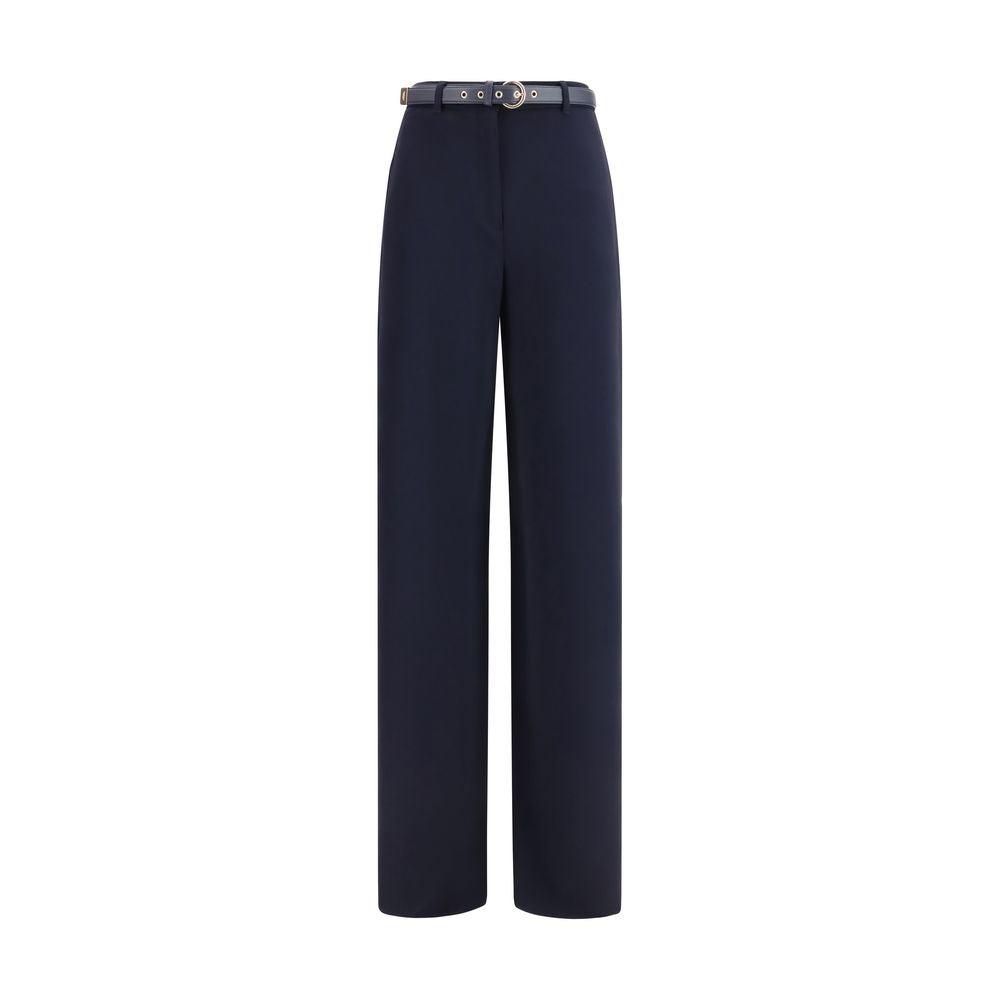 Activewear T-Shirt by Max Mara for women in polyester nappa leather blue & ivory features an athletic silhouette with sleeves and a neckline, enhanced by high-performance .