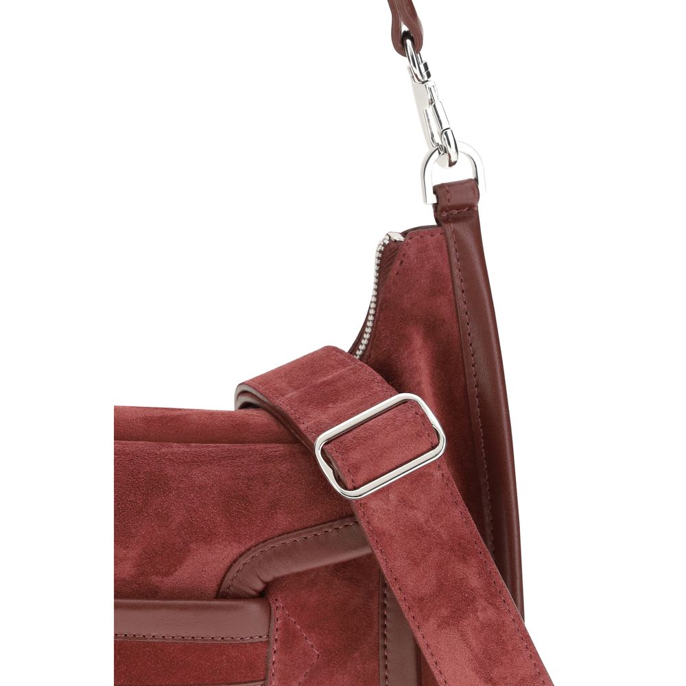 Shoulder Flap Bag by Pierre Hardy for women in bos taurus calfskin leather bordeaux features a enviable silhouette, showcasing a secure flap, magnetic & button, ample external-pockets, and enviable shoulder-strap, handle & adjustable-strap for a enviable finish.