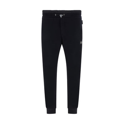 Jogger Sweatpants by Philipp Plein for men in cotton black features a contemporary silhouette with , a contemporary , long hem, and for a premium, high-performance aesthetic.