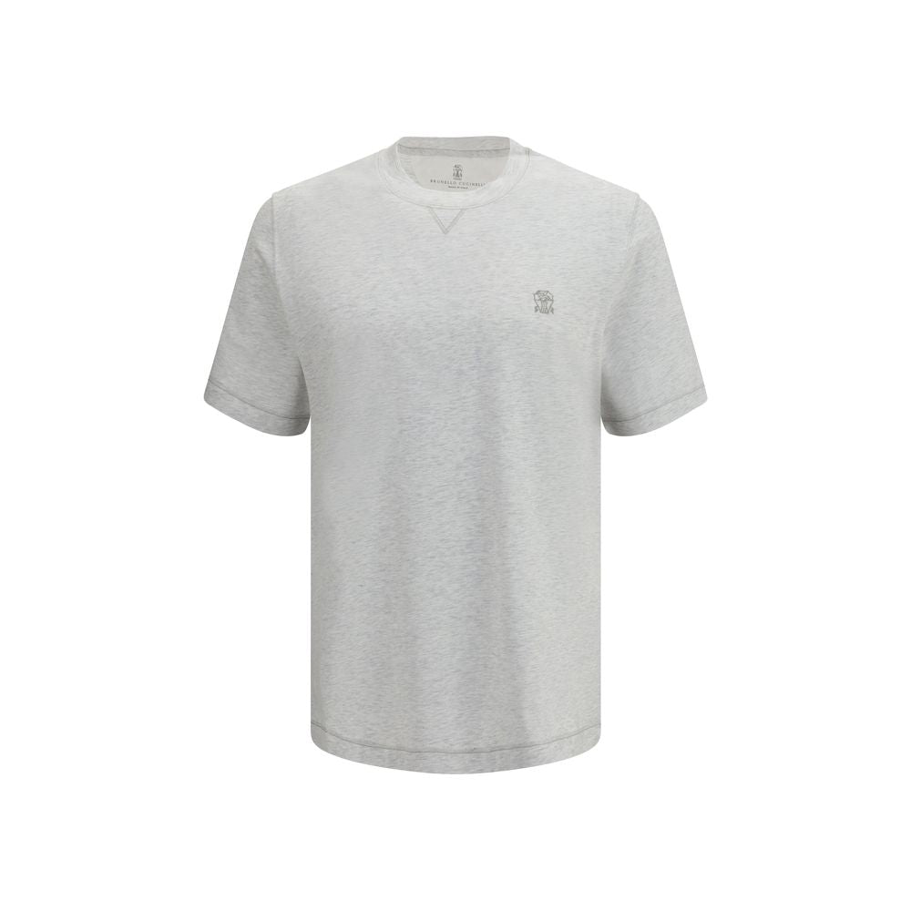 T-Shirt by Brunello Cucinelli for men in cotton gray & signature features an edgy silhouette, meticulously detailed with a sophisticated and crew neckline for a truly edgy finish.