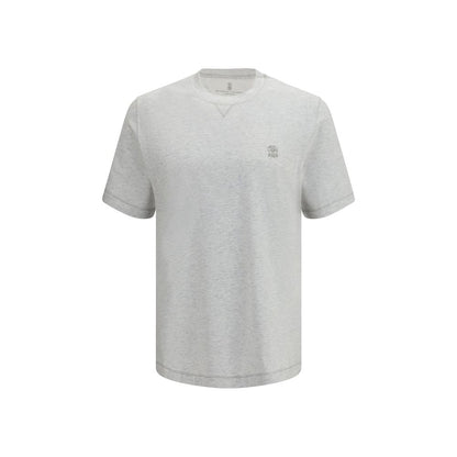 T-Shirt by Brunello Cucinelli for men in cotton gray & signature features an edgy silhouette, meticulously detailed with a sophisticated and crew neckline for a truly edgy finish.