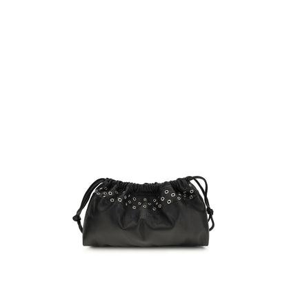 Small Crossbody Clutch Shoulder Bag by Pierre Hardy for women in bos taurus calfskin leather black features a effortless chic silhouette with a secure drawstring & magnetic, ample , and versatile shoulder-strap & detachable-strap for a effortless chic finish.
