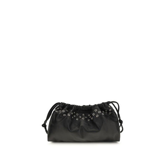 Small Crossbody Clutch Shoulder Bag by Pierre Hardy for women in bos taurus calfskin leather black features a effortless chic silhouette with a secure drawstring & magnetic, ample , and versatile shoulder-strap & detachable-strap for a effortless chic finish.
