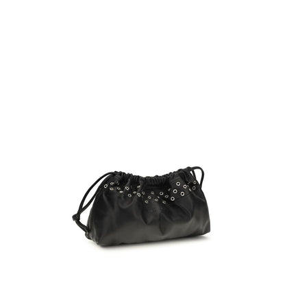 Small Crossbody Clutch Shoulder Bag by Pierre Hardy for women in bos taurus calfskin leather black features a distinguished silhouette, showcasing a secure drawstring & magnetic and distinguished with versatile shoulder-strap & detachable-strap for a distinguished finish.
