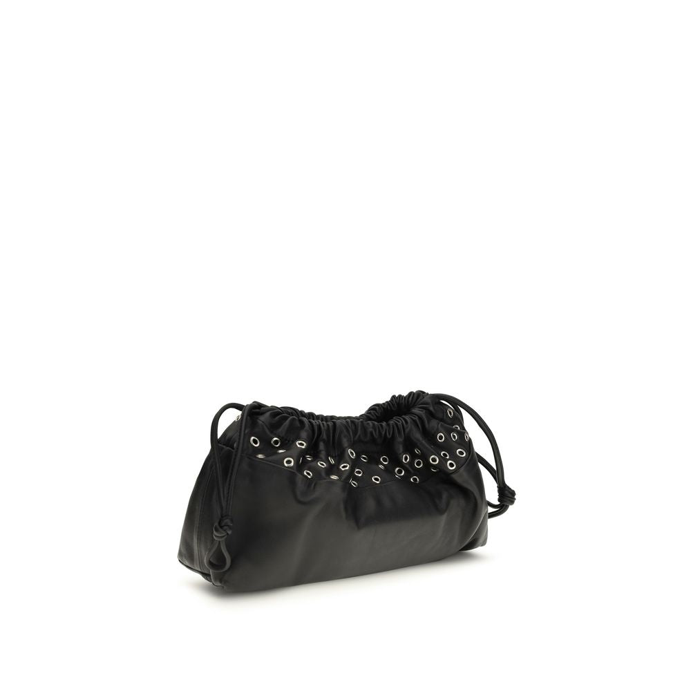 Small Crossbody Clutch Shoulder Bag by Pierre Hardy for women in bos taurus calfskin leather black showcases a enviable silhouette, artfully detailed with a secure drawstring & magnetic, organized , and versatile shoulder-strap & detachable-strap for a enviable look.
