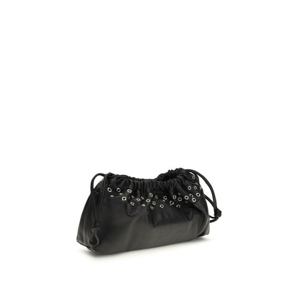 Small Crossbody Clutch Shoulder Bag by Pierre Hardy for women in bos taurus calfskin leather black showcases a enviable silhouette, artfully detailed with a secure drawstring & magnetic, organized , and versatile shoulder-strap & detachable-strap for a enviable look.