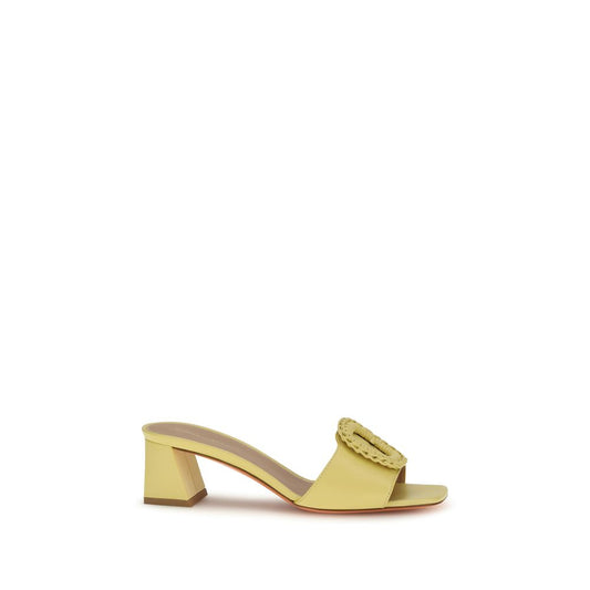 Mules Sliders Sandals Flat Shoes by Santoni for women in bos taurus calf leather bicolour showcases a resplendent Women's Bos Taurus Calf Leather Mules Sliders Sandals Flat Shoes aesthetic with a and square toe style.
