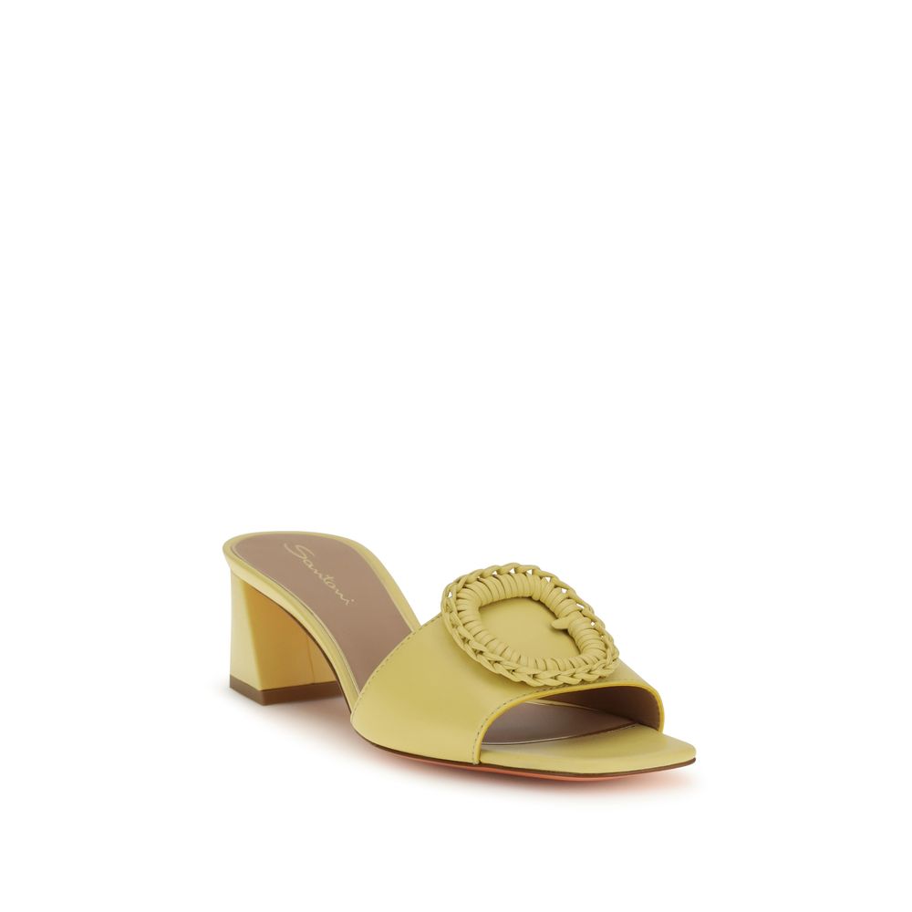 Mules Sliders Sandals Flat Shoes by Santoni for women in bos taurus calf leather bicolour features an captivating silhouette, showcasing the captivating style of the Women's Bos Taurus Calf Leather Mules Sliders Sandals Flat Shoes with its distinct and refined square toe style.