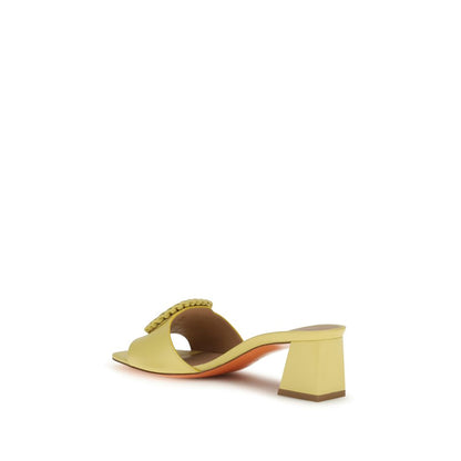 Mules Sliders Sandals Flat Shoes by Santoni for women in bos taurus calf leather bicolour features an statuesque silhouette from the Women's Bos Taurus Calf Leather Mules Sliders Sandals Flat Shoes collection, showcasing a and a statuesque square toe style for a statuesque look.