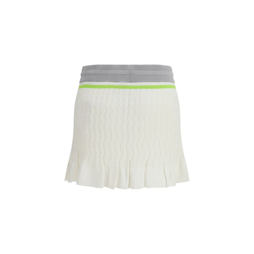 Skirt by Casablanca for women in cotton gray, green, white & jacquard features a sublime silhouette, showcasing the sublime design of the Women's Cotton Mini Skirt in a sophisticated mini.