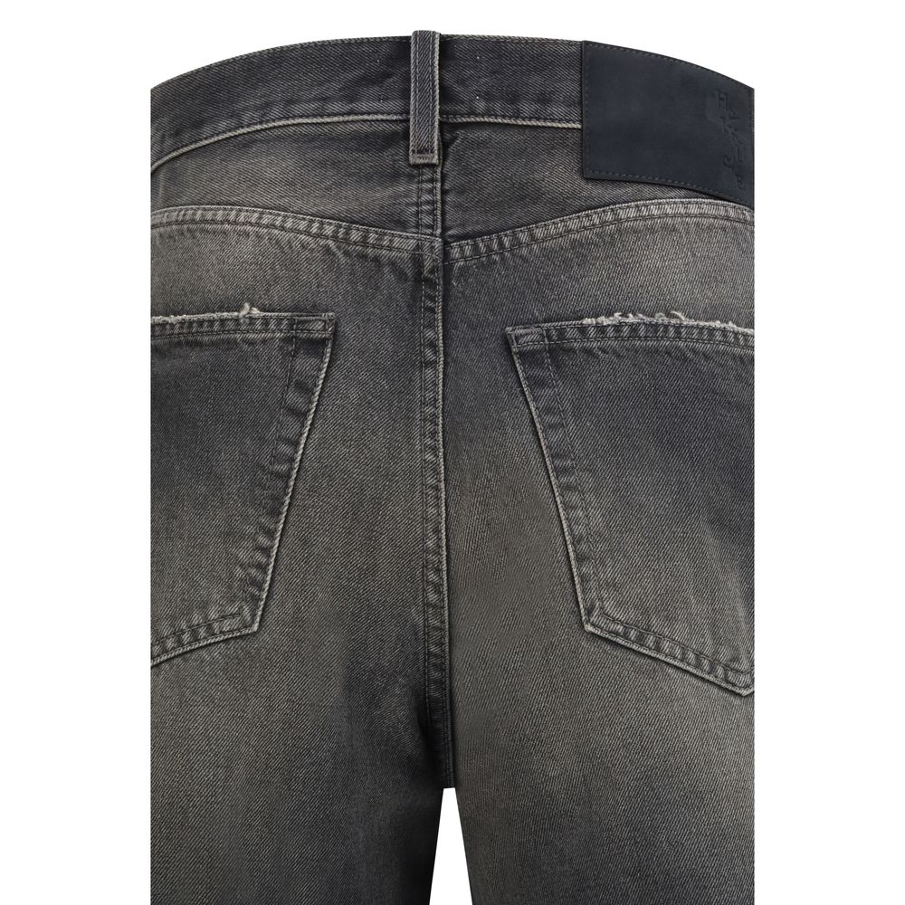 Jeans by Haikure for men in denim cotton black & patterned features an sartorial relaxed-fit & regular-fit and long with a cut for a sartorial finish.