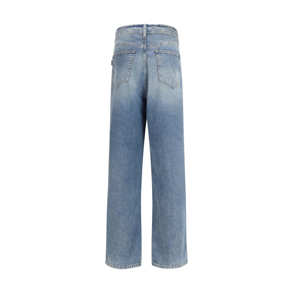 Jeans by Haikure for men in denim cotton blue features an sartorial relaxed-fit, regular-fit & wide and long with a high rise cut for a sartorial finish.