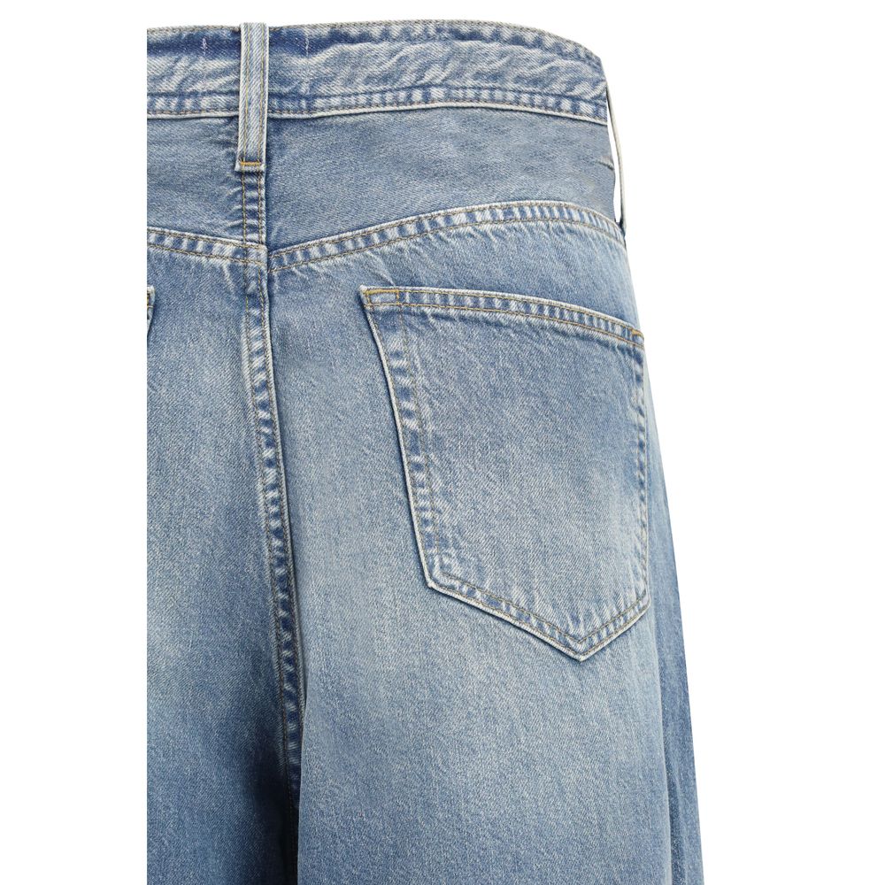 Jeans by Haikure for men in denim cotton blue features a refined silhouette with a refined relaxed-fit, regular-fit & wide, defined by a high rise and a refined long for a refined finish.