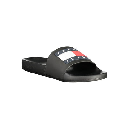 Sandals by Tommy Hilfiger for men in polyurethane black & print features an architectural silhouette, showcasing the architectural Men's Polyurethane Sandals with a and .