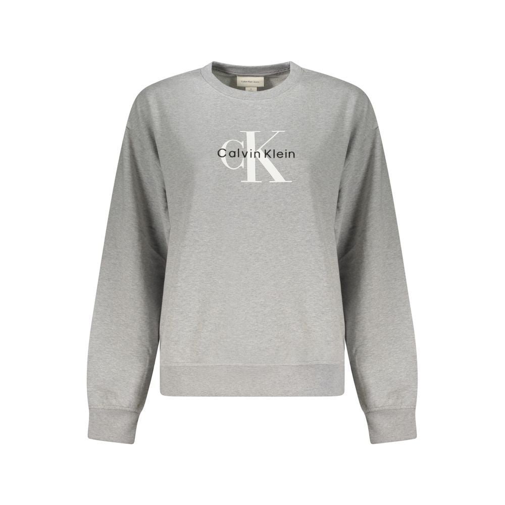 Sweatshirt by Calvin Klein for women in cotton polyester gray & print features an enviable silhouette, showcasing a premium long-sleeve and refined crew neckline for a truly enviable finish.