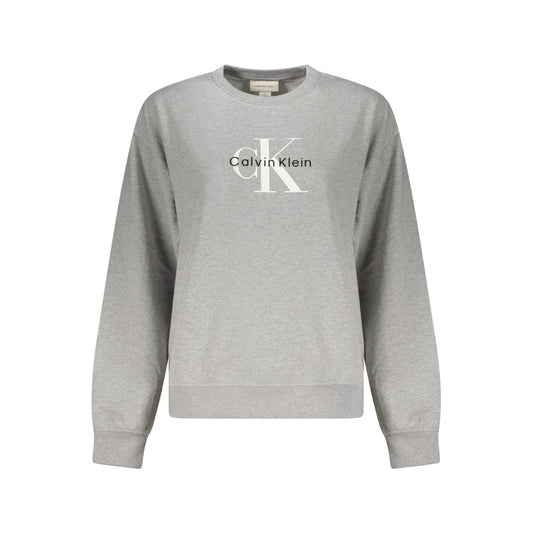 Sweatshirt by Calvin Klein for women in cotton polyester gray & print features an enviable silhouette, showcasing a premium long-sleeve and refined crew neckline for a truly enviable finish.