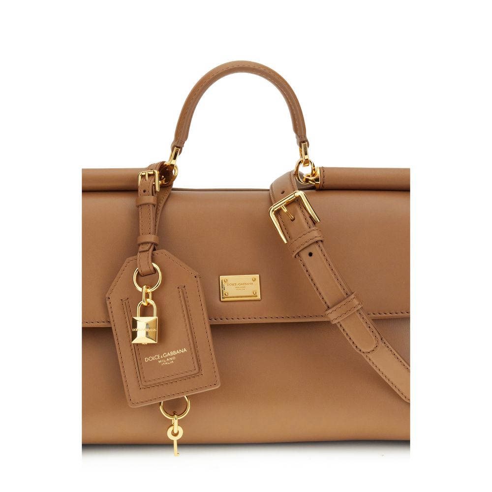 Shoulder Flap Bag by Dolce & Gabbana for women in bos taurus calf leather beige & signature presents a versatile silhouette, showcasing a secure flap & magnetic and versatile single-compartment with versatile shoulder-strap, handle & adjustable-strap for a sophisticated look.