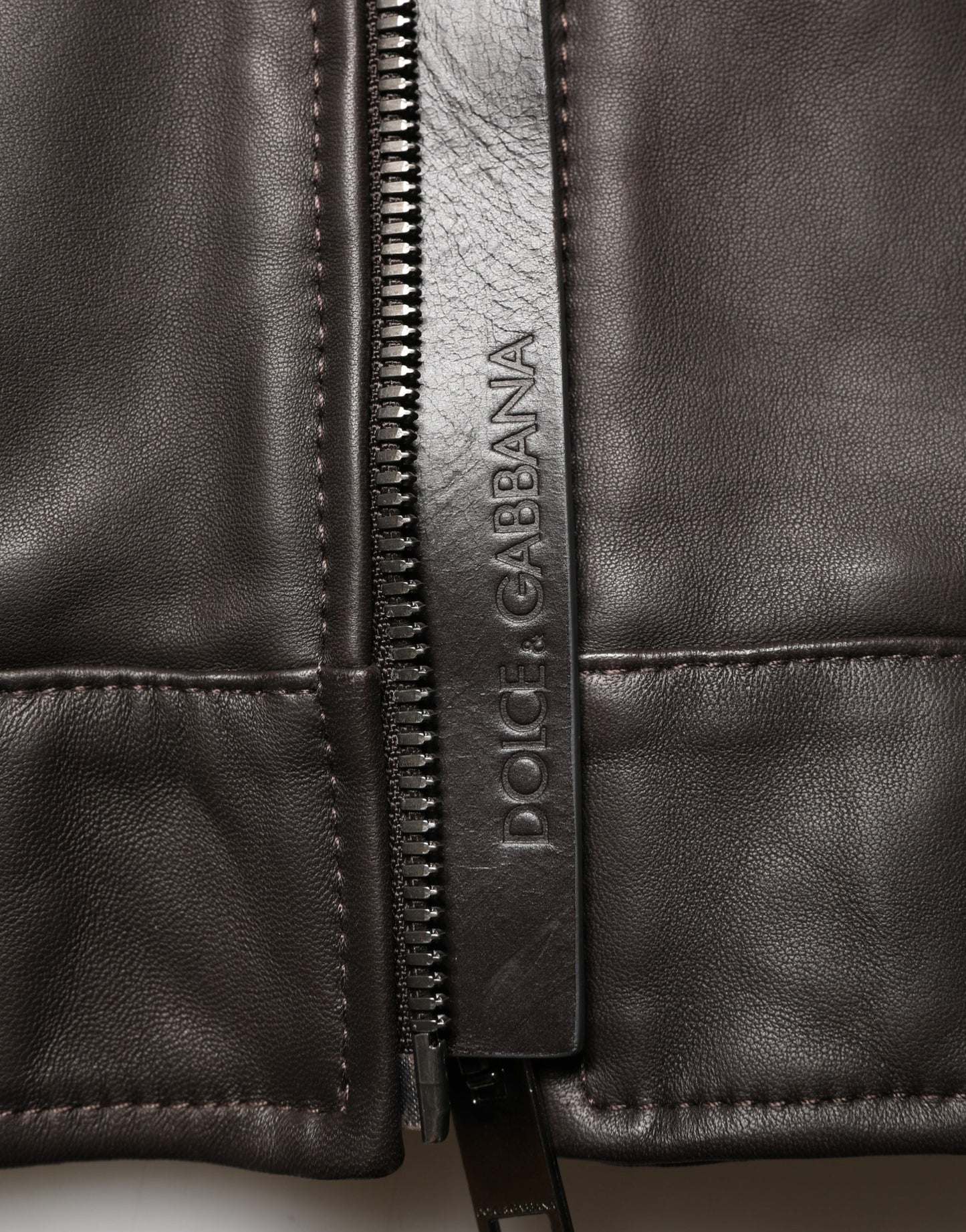 Dolce & Gabbana Black LambskinLeather Full Zip Biker Jacket