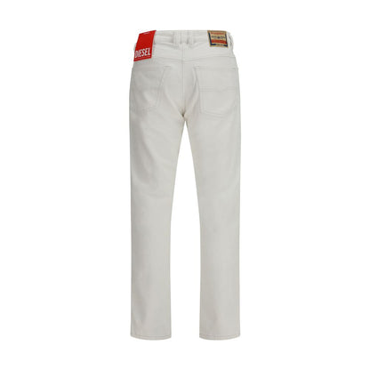 Jeans by Diesel for men in stretch denim cotton natural & white features an sartorial regular-fit & slim and long with a cut for a sartorial finish.