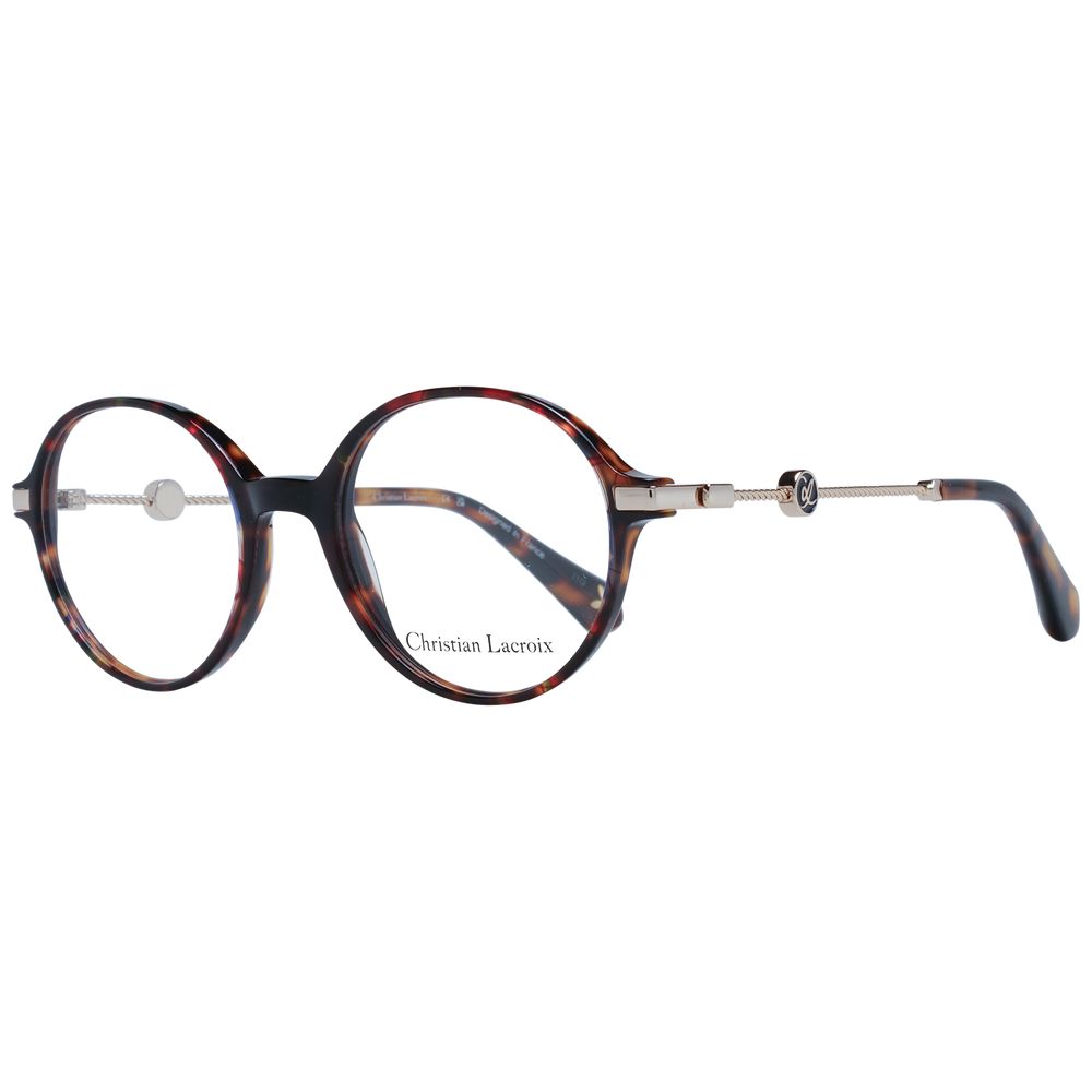 Eyeglasses Frames by Christian Lacroix for women in acetate brown features an refined silhouette, showcasing a sophisticated brown coloured frame and refined full-frame frame design for a refined look.