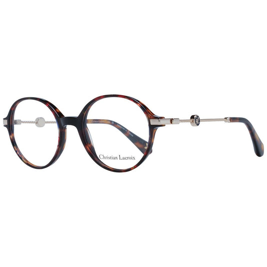 Eyeglasses Frames by Christian Lacroix for women in acetate brown features an refined silhouette, showcasing a sophisticated brown coloured frame and refined full-frame frame design for a refined look.