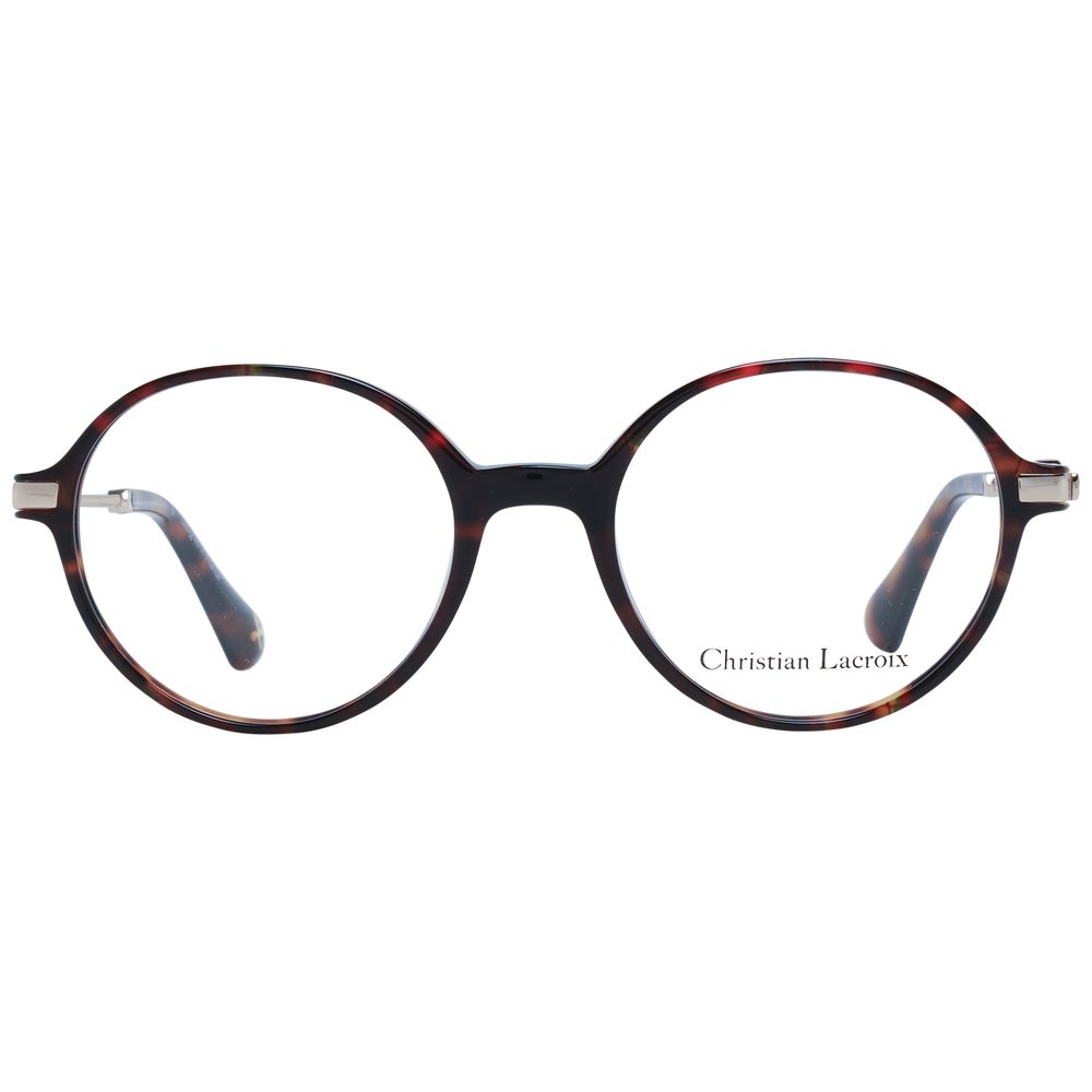 Eyeglasses Frames by Christian Lacroix for women in acetate brown showcases a reflective silhouette, artfully incorporating a sophisticated brown coloured frame with a distinct full-frame frame design.