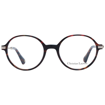 Eyeglasses Frames by Christian Lacroix for women in acetate brown showcases a reflective silhouette, artfully incorporating a sophisticated brown coloured frame with a distinct full-frame frame design.