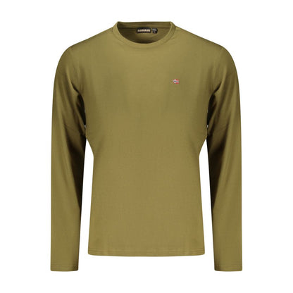 T-Shirt by Napapijri for men in cotton green showcases a chic silhouette, artfully detailed with a chic crew neckline and long-sleeve for a chic finish.