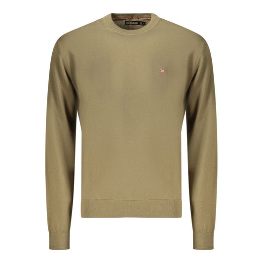 Sweater by Napapijri for men in cotton green showcases a downtown chic silhouette, artfully finished with a downtown chic crew neckline and for a sophisticated, high-end look.