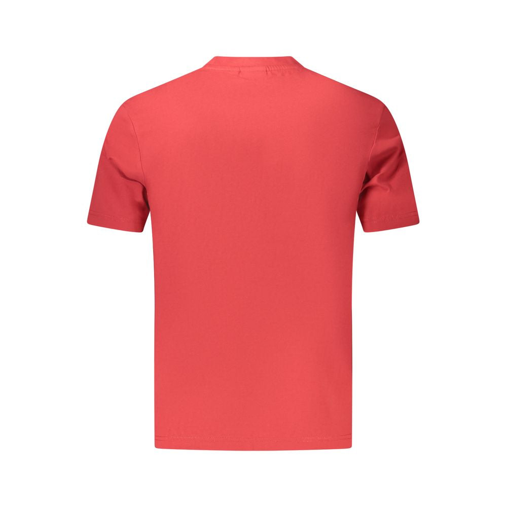 T-Shirt by Napapijri for men in cotton red & print showcases a fashionable silhouette, elegantly detailed with a fashionable and crew neckline for a sophisticated, high-fashion look.