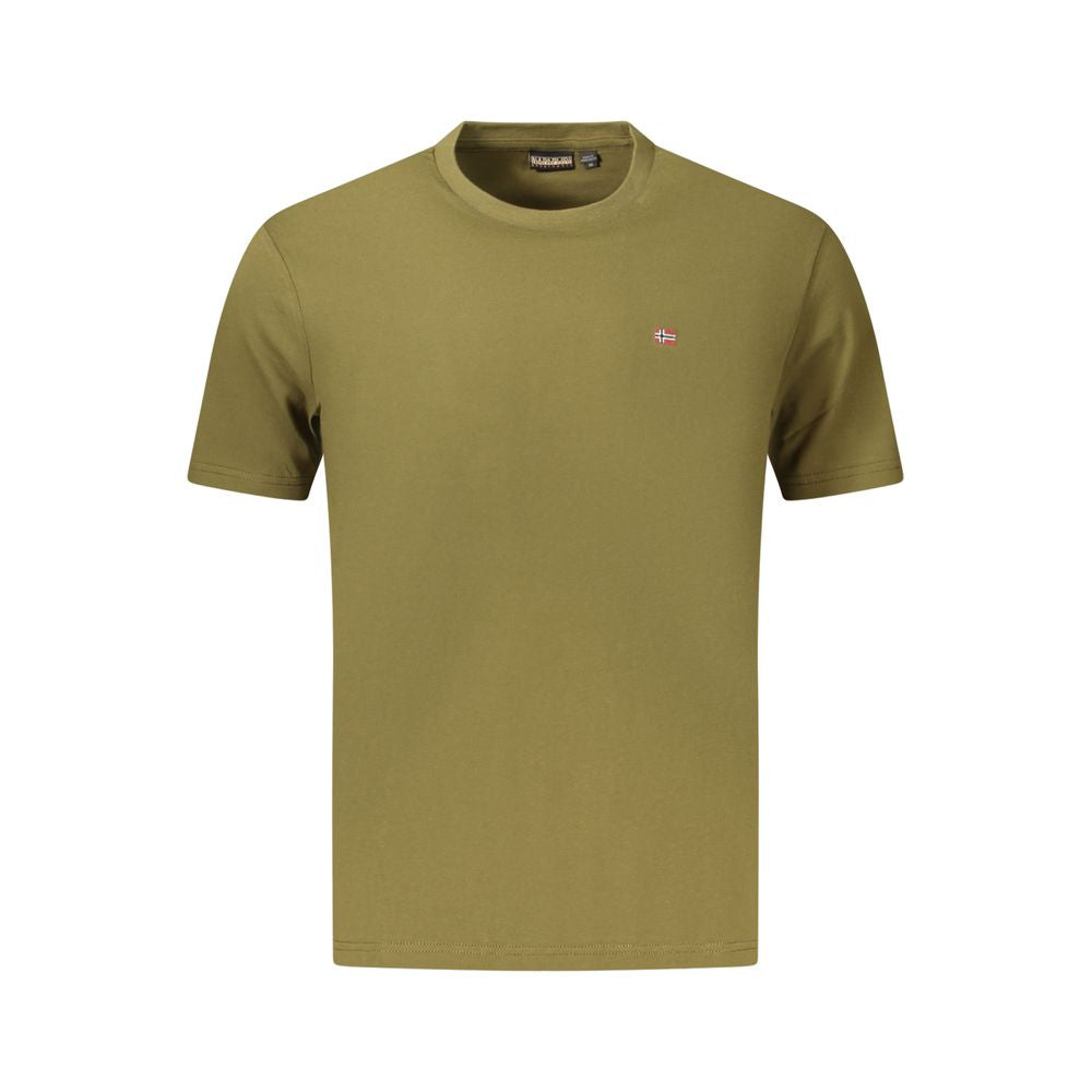 T-Shirt by Napapijri for men in organic cotton green & signature features an on trend silhouette, perfectly showcasing a on trend and crew neckline for an elevated aesthetic.