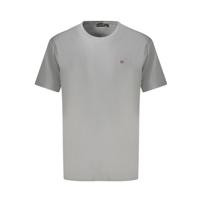 T-Shirt by Napapijri for men in organic cotton gray features an edgy silhouette, meticulously detailed with a sophisticated and crew neckline for a truly edgy finish.