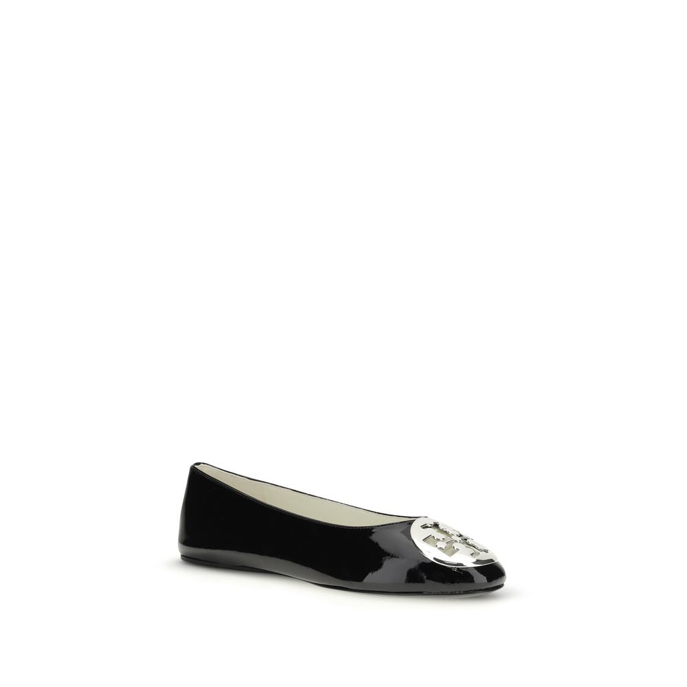 Ballet Flat Shoes by Tory Burch for women in bos taurus nappa & patent calfskin leather black & transparent features an statuesque silhouette from the Women's Bos Taurus Nappa & Patent Calfskin Leather Ballet Flat Shoes collection, showcasing a and a statuesque for a statuesque look.