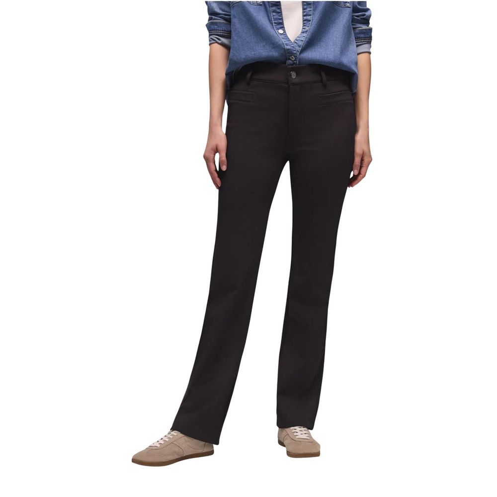 Jeans by Street One for women in stretch denim twill black presents a tailored silhouette, showcasing a tailored bootcut & regular-fit and long cut with a refined for a truly tailored aesthetic.