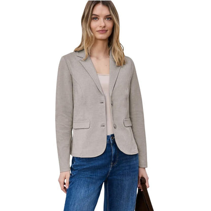 Blazer by Street One for women in stretch viscose beige showcases a discerning silhouette, elegantly detailed with a sophisticated and premium for a truly discerning finish.