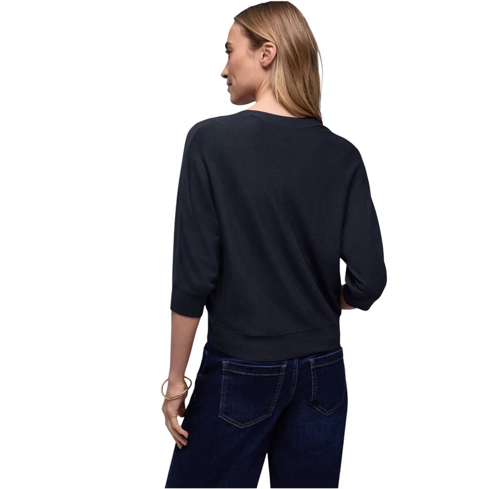 Cardigan by Street One for women in polyamide viscose blue features an impeccable silhouette, showcasing a sophisticated v-neck neckline and detail for a truly impeccable finish.