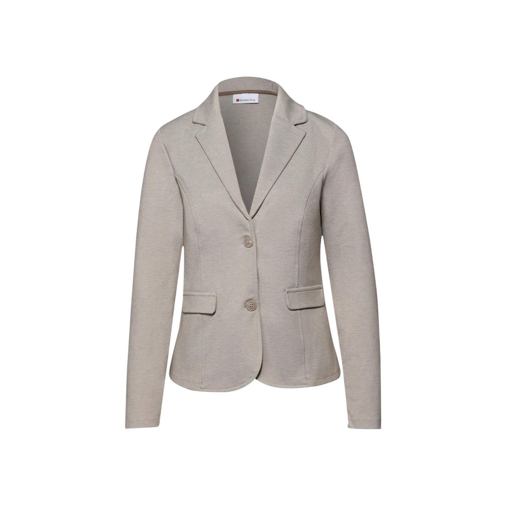 Blazer by Street One for women in stretch viscose beige showcases a polished silhouette, highlighted by a refined and polished for a sophisticated finish.