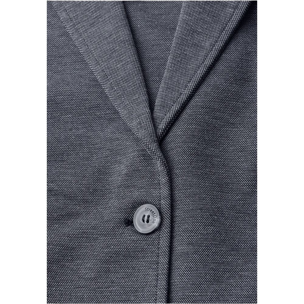 Blazer by Street One for women in stretch viscose blue showcases a polished silhouette, highlighted by a refined and polished for a sophisticated finish.
