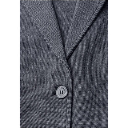 Blazer by Street One for women in stretch viscose blue showcases a polished silhouette, highlighted by a refined and polished for a sophisticated finish.