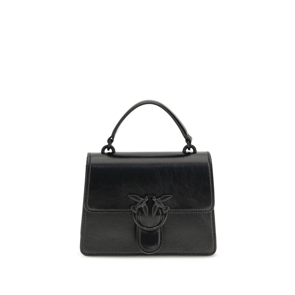 Mini Shoulder Bag by PINKO for women in goatskin leather & cotton black features a effortless sophistication silhouette, secured by a zipper, magnetic, buckle & button with ample and versatile shoulder-strap & handle for a effortless sophistication finish.