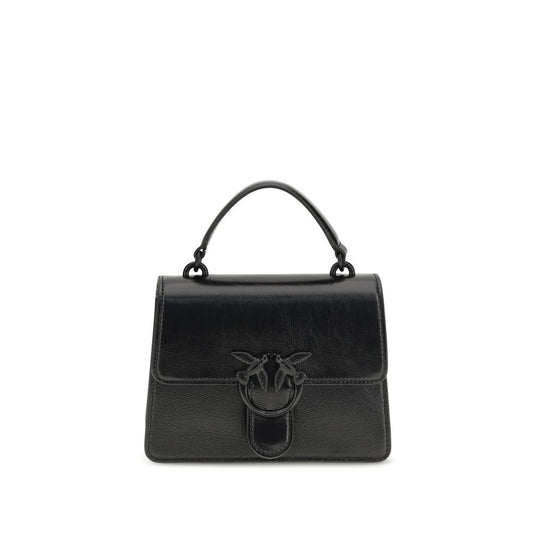 Mini Shoulder Bag by PINKO for women in goatskin leather & cotton black features a effortless sophistication silhouette, secured by a zipper, magnetic, buckle & button with ample and versatile shoulder-strap & handle for a effortless sophistication finish.