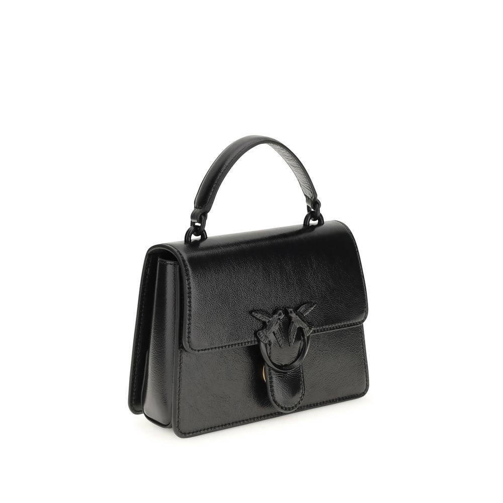 Mini Shoulder Bag by PINKO for women in goatskin leather & cotton black features a effortless chic silhouette with a secure zipper, magnetic, buckle & button, ample , and versatile shoulder-strap & handle for a effortless chic finish.