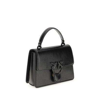 Mini Shoulder Bag by PINKO for women in goatskin leather & cotton black features a effortless chic silhouette with a secure zipper, magnetic, buckle & button, ample , and versatile shoulder-strap & handle for a effortless chic finish.